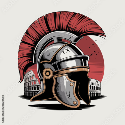 Foto Ancient Roman Warrior Helmet Illustration.