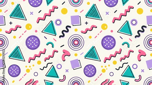 Geometric abstract pattern with hand drawn geometric shapes pop art geometric
