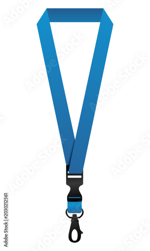 Blue Lanyard Mockup with Quick Release Buckle and Metal Swivel Hook Clip
