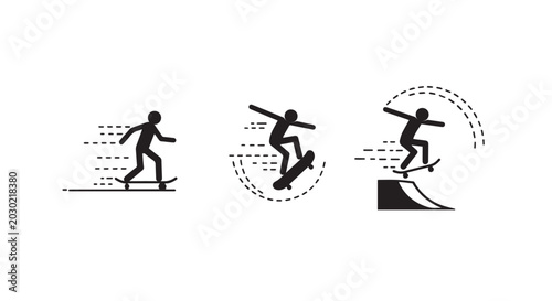Dynamic skateboarder performing various tricks in sequence.