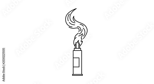 Photos A simple line drawing of a lighter with a flame burning on top against a white background