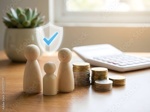 Life insurance and family protection concept showing financial security