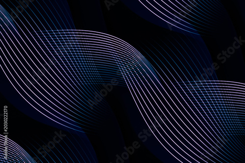 Tableau sur toile Modern geometric illustration featuring intersecting waves of glowing thin lines