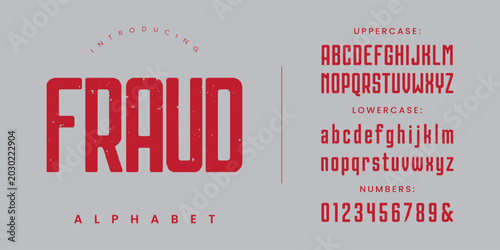 Billede på lærred Fraud condensed bold display font with subtle distressed stamp texture for indus