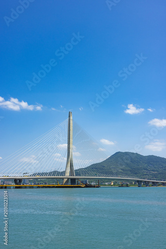 Foto Taiwan tamsui Danjiang Bridge in Taipei city