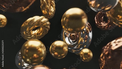 Abstract Gold Silver Copper Torus Spheres Motion Graphics