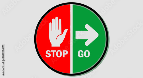 Traffic Stop Go Road Sign.