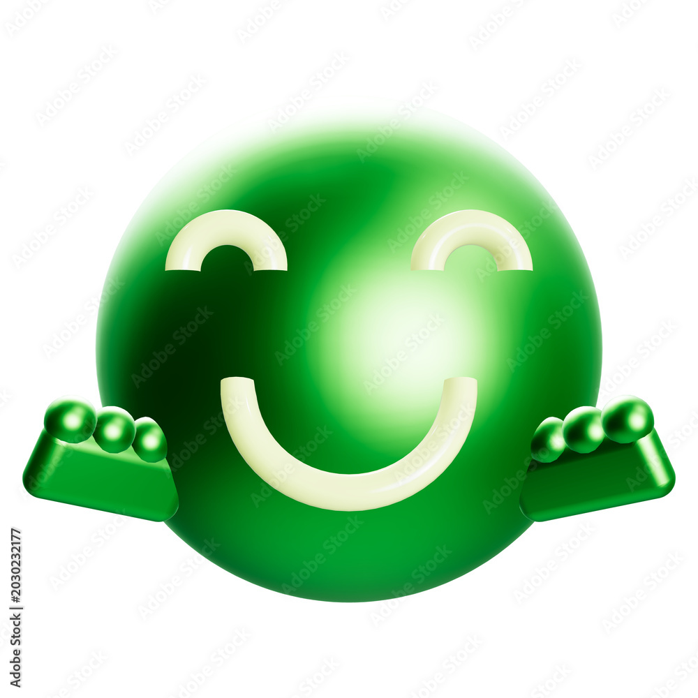 Obraz premium Green Lego Smiley Face Emoji Character