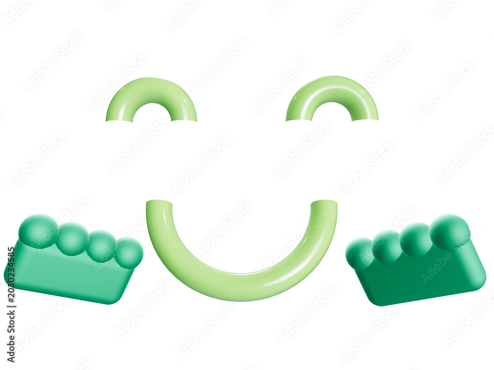 Obraz premium Green Lego Smiling Face Pieces Isolated