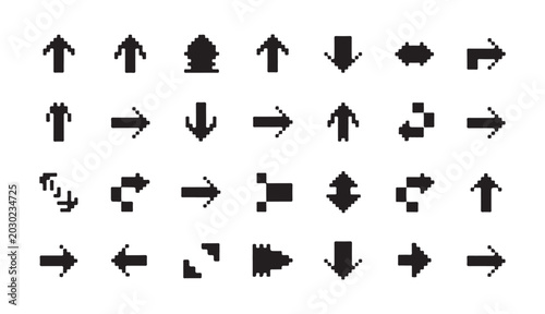 Cuadro en lienzo Pixel art arrow mega pack for retro video games and user interface applications