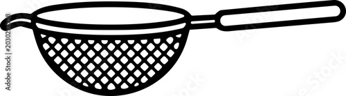 Fotografía Simple Line Art of a Kitchen Sieve or Strainer with Handle