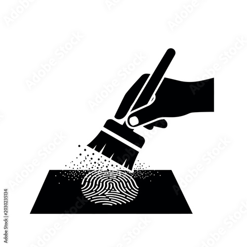 Foto Fingerprint dusting for evidence collection.