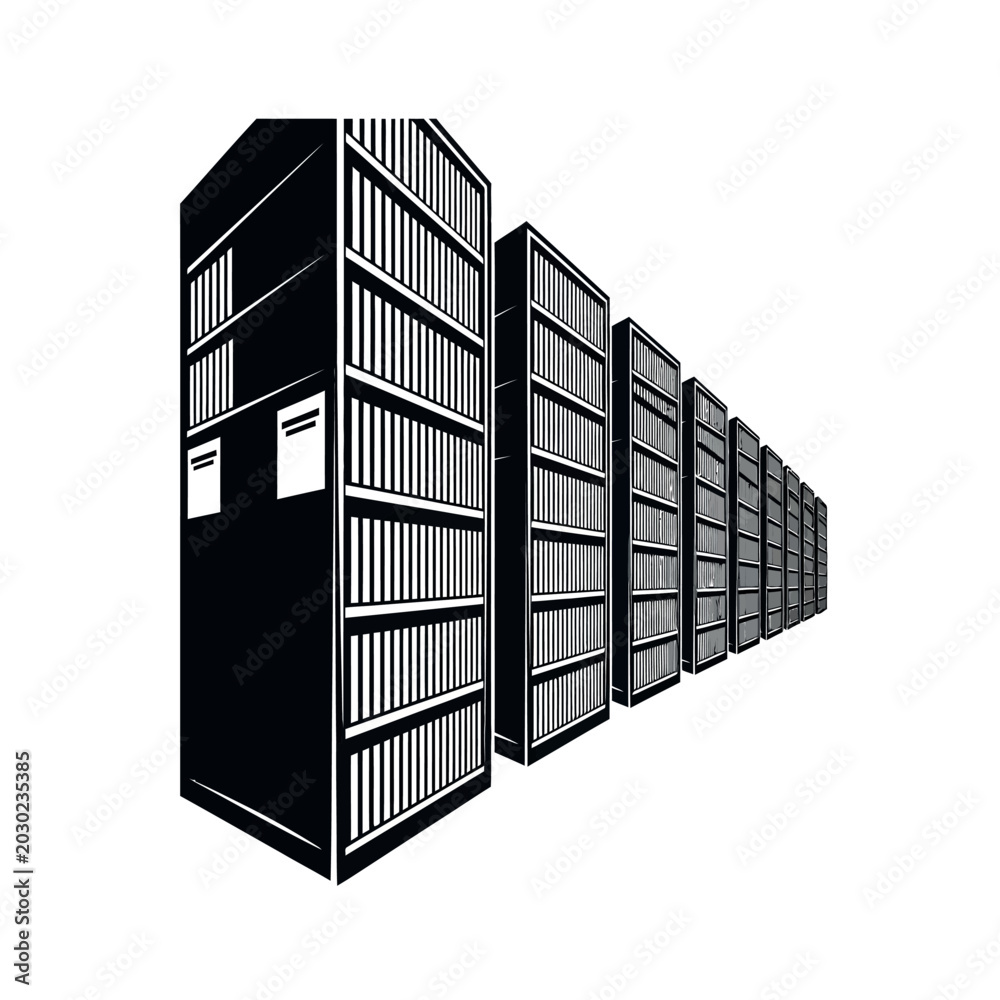 Fototapeta premium Row of Empty Bookshelves in a Library.