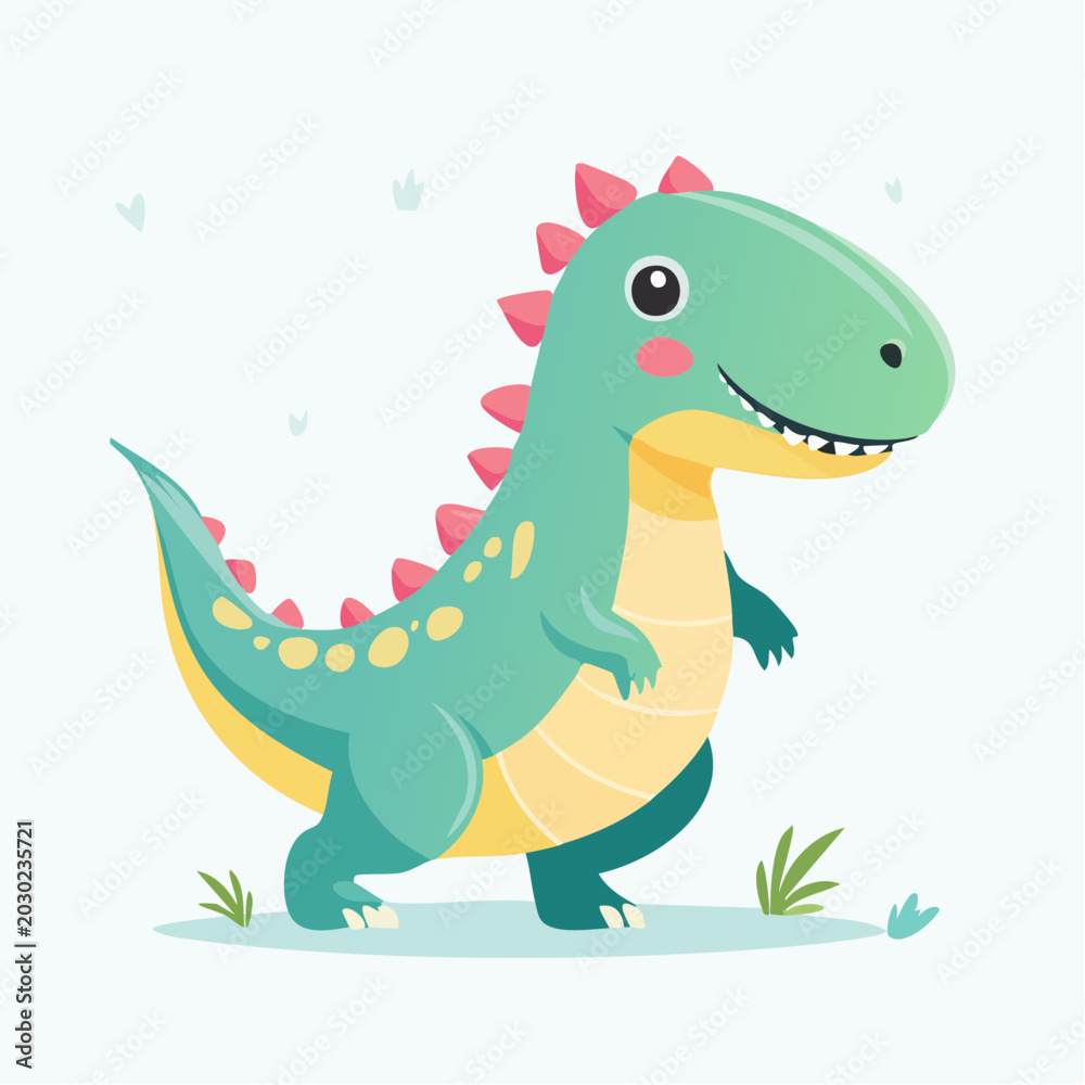 Naklejka premium Cute Cartoon Dinosaur Illustration