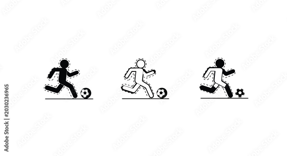 Fototapeta premium Dynamic Soccer Players Chasing Ball in Action Sequence.