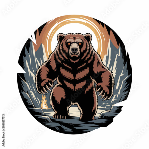 Quadro su tela Brown bear standing on rocky ground.