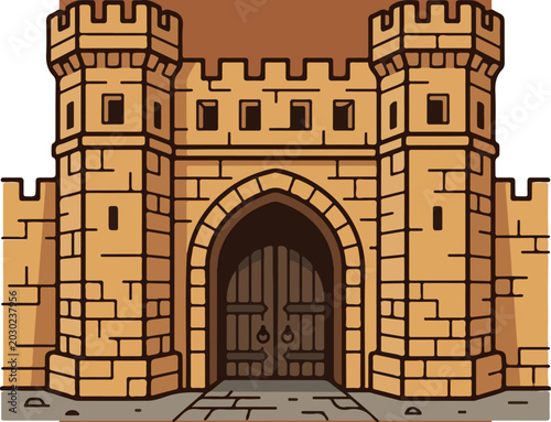 Medieval Castle Gate Entrance.