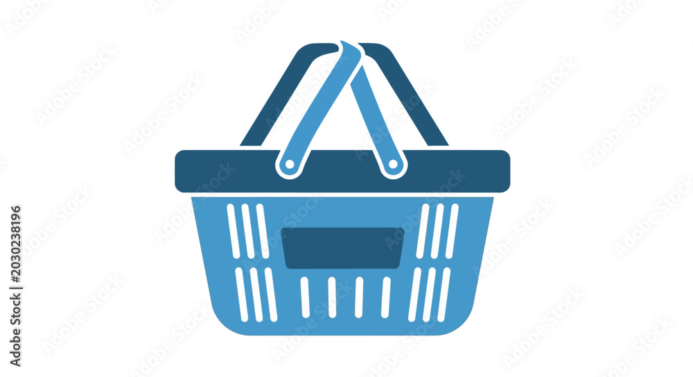 Fototapeta premium Blue shopping basket vector illustration for e-commerce and retail design