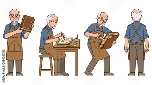 Fotografie Bookbinder working on old book in his workshop.