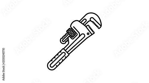 Foto Plumbing Wrench Tool Icon - Simple Line Art Illustration