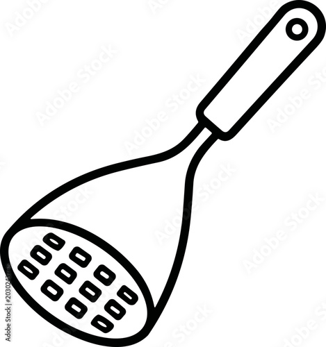Tableau sur toile Simple outline illustration of a potato masher kitchen utensil