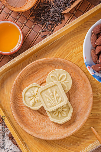 Bean paste cake on the plate   