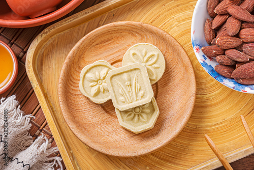 Bean paste cake on the plate   