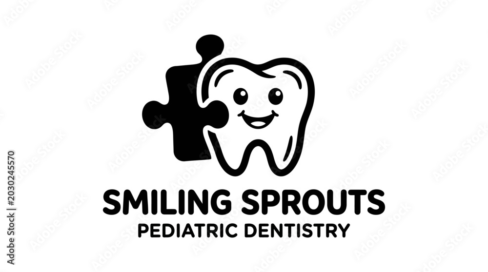Fototapeta premium Smiling Sprouts Pediatric Dental Logo.