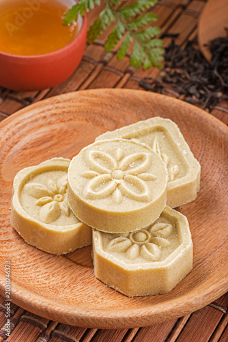 Bean paste cake on the plate   