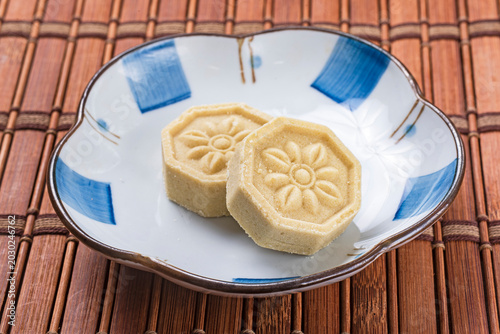 Bean paste cake on the plate   