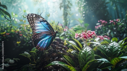 Macro background of a butterfly Created with Generative AI technology