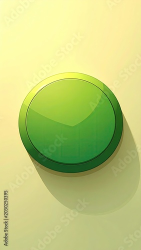 Shiny green button with long shadow on a light surface (1)