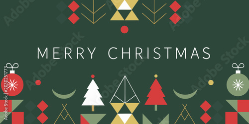 Foto festive christmas banner with geometric shapes and text