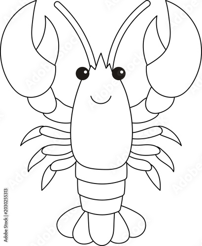 Lobster illustration drawn in clean lines emphasizing its large claws