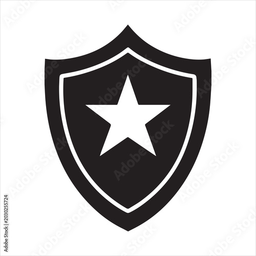 shield with star logo silhouette bold and minimal.