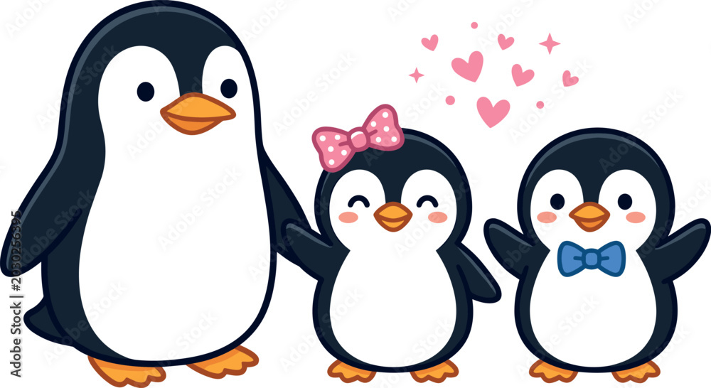 Fototapeta premium Minimalist Penguin Silhouette Vector Set Featuring Six Penguins in Standing and Walking Poses in Black for Arctic and Wildlife Designs