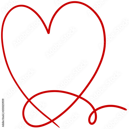 It is a red line drawing of a heart.