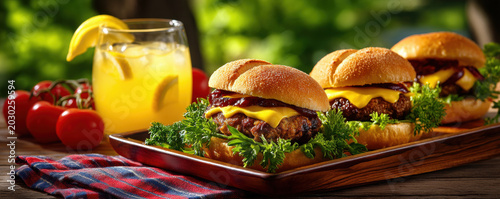 Us labor day cheeseburger slider lemonade picnic