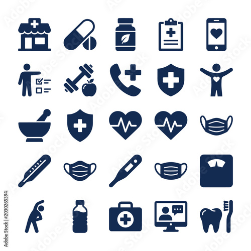 Medical Health Care Symbols Icons Set 1.