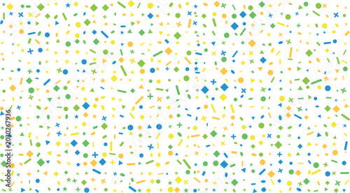 Cuadro en lienzo An energetic pattern of small vibrant geometric shapes in green yellow blue and