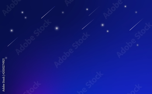 流れ星と星空のシンプルな背景イラスト