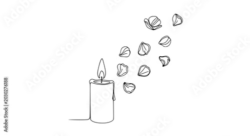 Schilderij op canvas Candle with flame and butterfly souls.