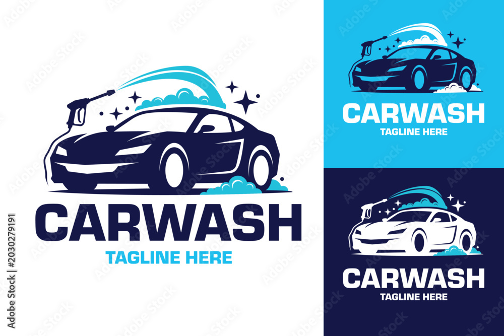 Obraz premium Illustration of car wash logo suitable for automotive business.