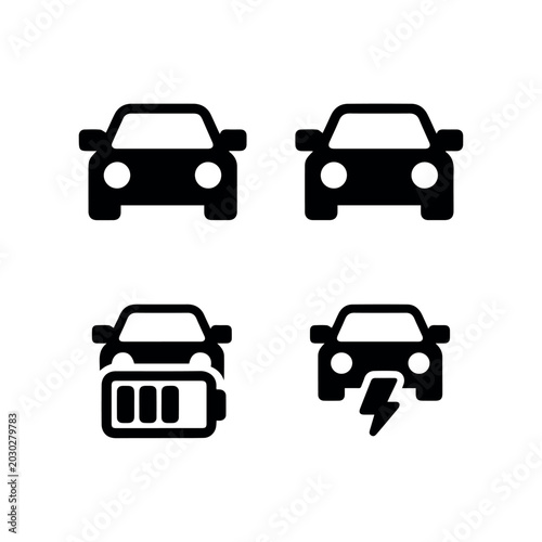 Different car transport line icon set isolated black outline vehicle symbols for traffic transportation driving road safety and urban mobility concept collection design