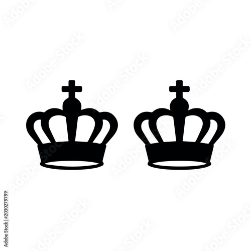 Royal crown pair line icon collection isolated black outline monarchy symbols for king queen luxury authority leadership and elegant decoration concept design