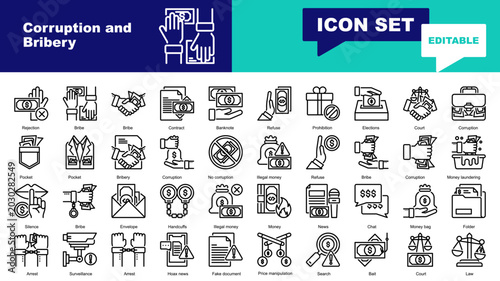 Tableau sur toile Corruption and Bribery icon set