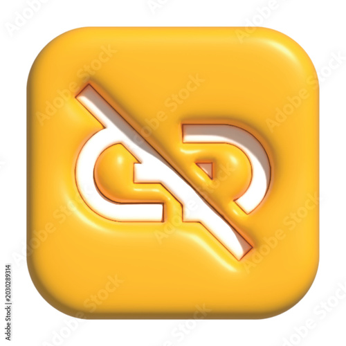 Fotografie 3D icon showing a broken link, symbolizing disconnection or removal of a link