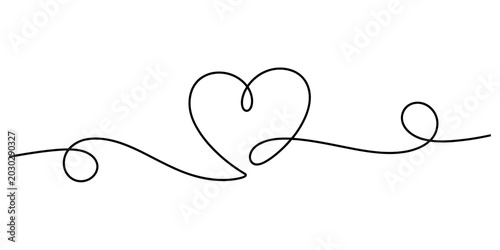 Quadro su tela Continuous single line drawing of a heart shape