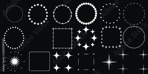 Bild auf Leinwand collection of white sparkle shapes and frames vector illustration