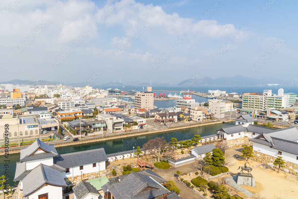 Obraz premium 日本の風景 愛媛 日本100名城 今治城 天守からの眺望 